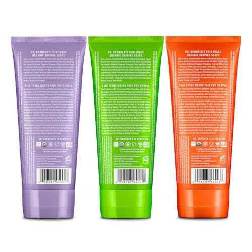 Dr. Bronner's Organic Shaving Soap? 3 Pack Variety, 7oz (Lavender, Tea Tree, Lemongrass)? Moisturizing Shave Soap for Men & Women? Certified Organic Sugar & Shikakai? For Face, Underarms & Legs