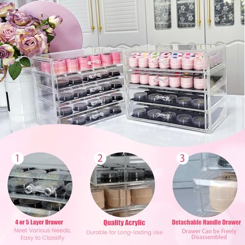 5 Tier Nail Art Decoration Storage Box£¬Acrylic Make Up&Jewelry Organizer with Drawers, Cosmetic Storage for Dresser Countertop and Bathroom£¬Transparent Acrylic Nail Art Jewelry Accessories