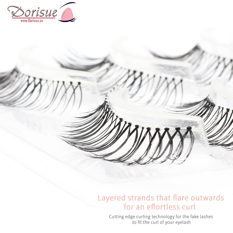 Dorisue Short natural eyelashes false eyelashes natural wispy lashes 4 eyelashes pack lashes pack