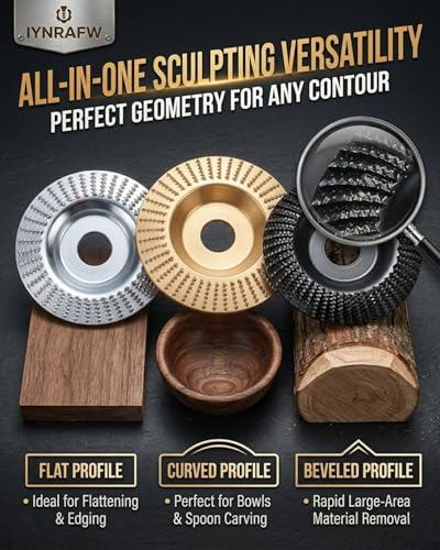 Wood Carving Disc Set for 4" & 4.5" Angle Grinders - Tungsten Carbide