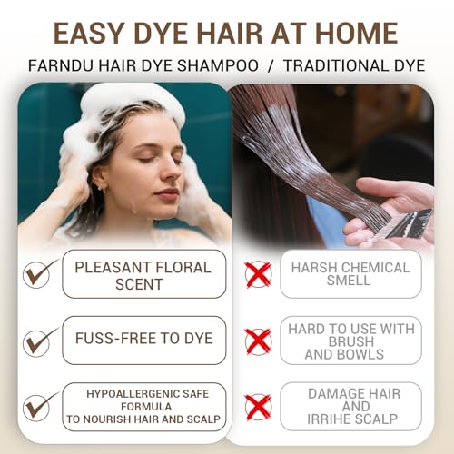 Dark Brown Hair Dye Shampoo for Grey Hair Coverage