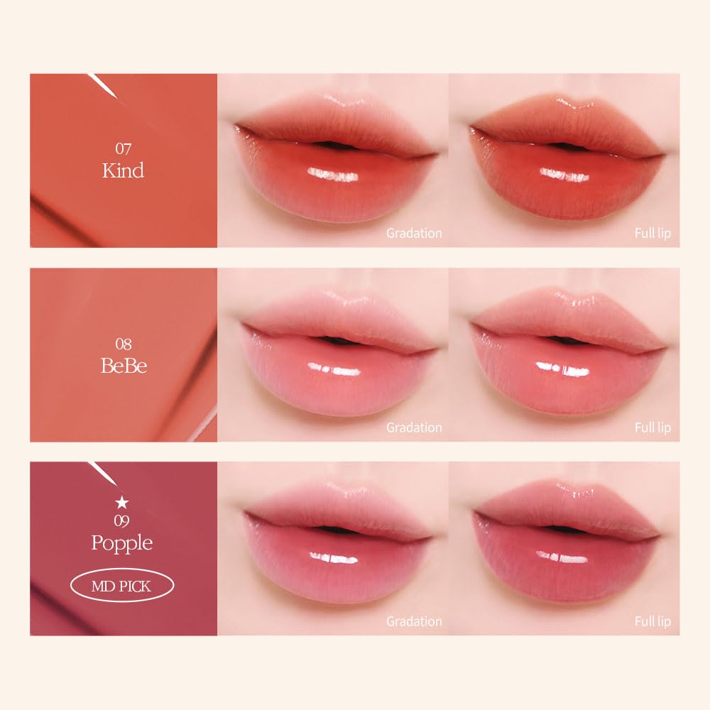 COSNORI Flow Wave Lip Tint - Vegan Glassy Lip Gloss, Lightweight & Long-lasting, Plant-derived Oil Moisturizer (11 PEACH ROSE)