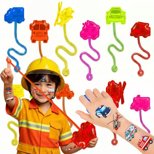 48-Piece Emergency Vehicle Party Favors Set with Stick Hands & Tattoos
