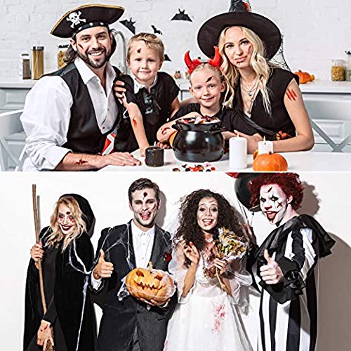 Zombie Scar Temporary Tattoos with Fake Blood - Halloween Costume Makeup