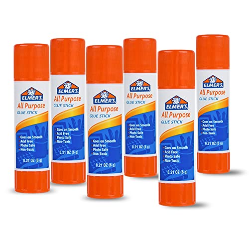 Elmer’s Glue Sticks, 0.21 Ounce – 6 Count All Purpose Elmers Glue Stick White, White