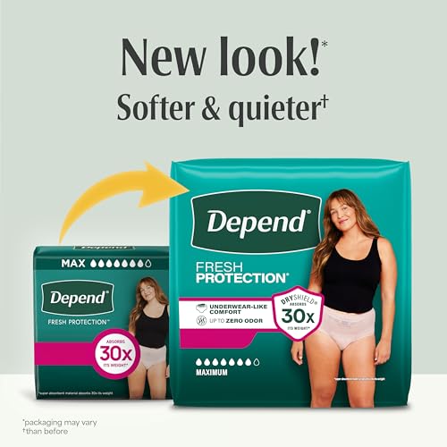 Depend Fresh Protection Women's Incontinence Underwear, Large, 72 Count