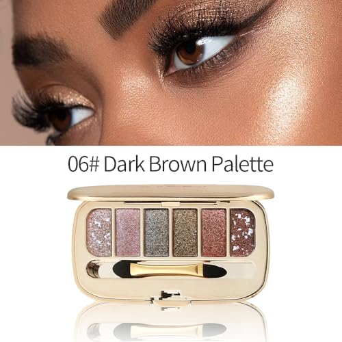 6-Color Matte Shimmer Eyeshadow Palette, High Pigment
