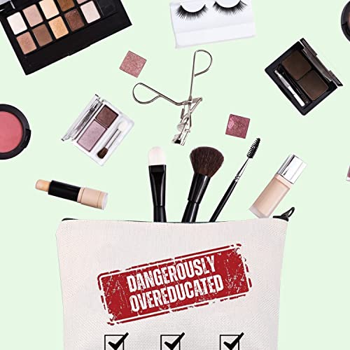 FOTAP PHD Gift Doctorate Makeup Bag Dangerously Overeducated Zipper Pouch Graduation Gift Bachelor Makeup Bag Master¡¯s Gift Doctoral Student Gift (Dangerously)