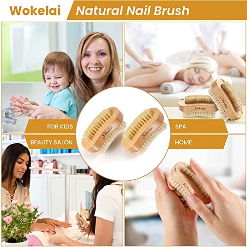 Wooden Nail Brush Set - 2 Natural Bristle Scrub Brushes for Manicure & Pedicure