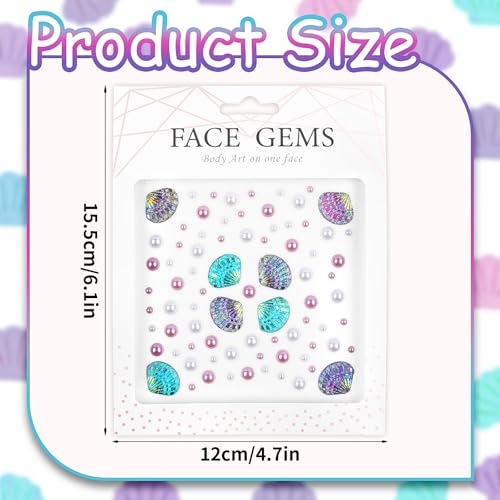 Mermaid Face Gems Stickers, Pearl & Shell Jewels for Parties