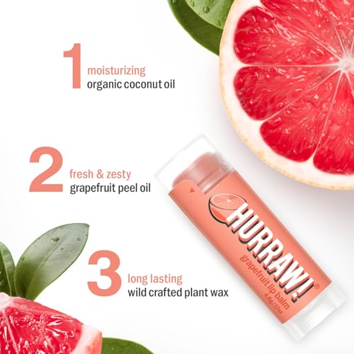 Hurraw! Grapefruit Lip Balm, 2 Pack: Organic, Certified Vegan, Cruelty and Gluten Free. Non-GMO, 100% Natural Ingredients. Bee, Shea, Soy and Palm Free. Made in USA