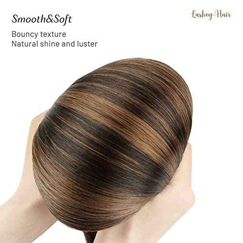 Tape in Hair Extensions Human Hair, 24 inch Natural Black Mixed Chestnut Brown Tape in Human Hair Extensions Lashey Straight Remy Hair Extensions Tape in 20pcs 50g