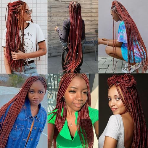 AuokMar Reddish Brown Human Braiding Hair Deep Wave 12-34 Inch 110g Extensions