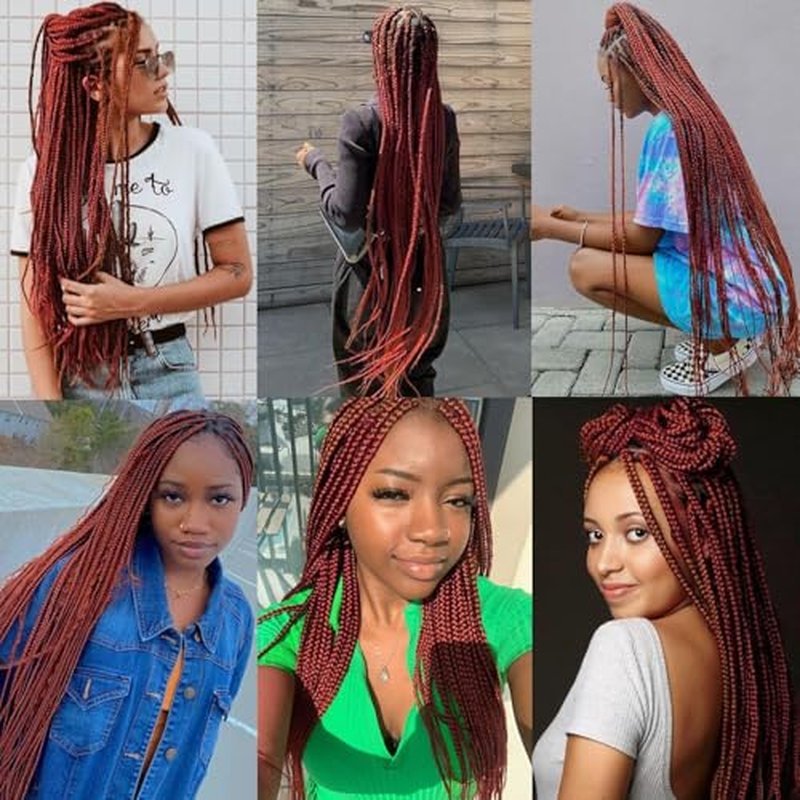 Reddish Brown Deep Wave Braiding Hair - 3 Bundles, 16 Inch