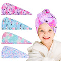 RETON 4 Pack Microfiber Hair Drying Towels with Buttons
