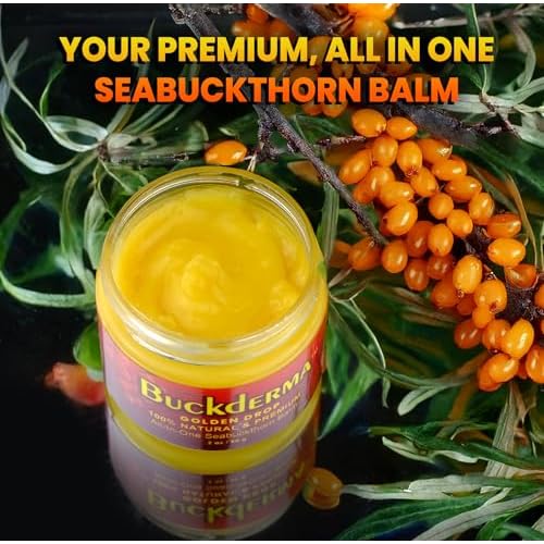 Beesaluxe Buckderma - 100% Natural All-In-One Seabuckthorn Balm - Facial Moisturizer, Oil Cleanser, Overnight Mask, Makeup Remover, Lip Balm, Hand Cream, Foot Butter and More