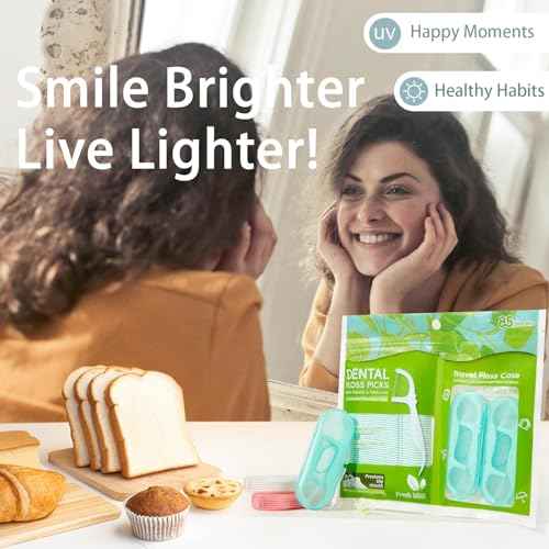 Double Line Dental Floss Picks, 85 Count Mint Flavor Flossers for Deep Cleaning, Upgraded Floss Picks with 2 Portable Travel Cases, Convenient for Cleaning Teeth On The Go, Flossing Sticks for Family