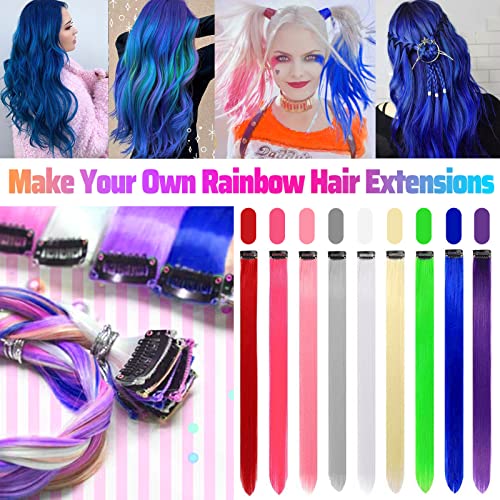 Blue Clip-in Hair Extensions 22 inch Synthetic Straight