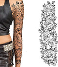 Temporary Tattoo Sleeve - 2 Pack Rose Flower Full Arm Stickers