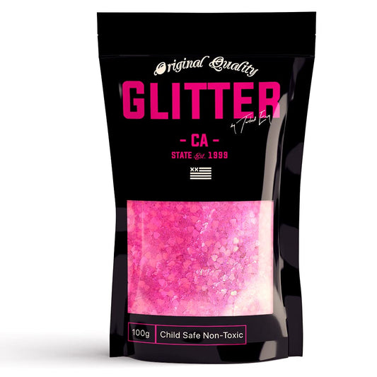 BRIGHT PINK | 100g / 3.5oz CHUNKY Glitter MIX | Non-Toxic | Great for Arts, Crafts, Slime, Epoxy, Resin, Nail Polish | Decoration | Festival | Body, Hair Glitter