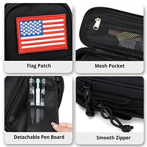 Pencil Case Big Capacity High Large Storage Tactical Small Tool Pouch Bag Marker Pen Case Stationery Bag Travel Holder School College Office Organizer for Kids Men Women Adult Teens (Camo Green)