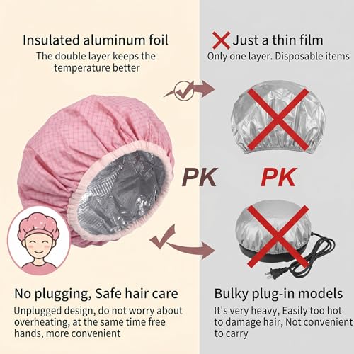 Heat Deep Conditioning Hair Cap with Aluminum Foil, 2-Pack