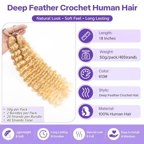 NIYALAA 18 Inch Miracle Knots Crochet Human Hair for Black Women, 613#