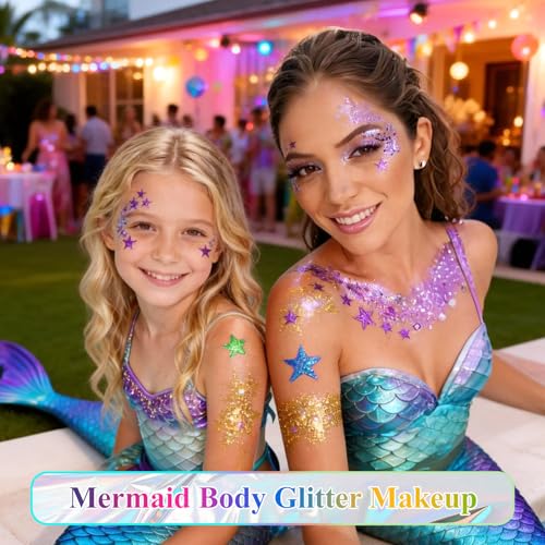 Body Glitter Gel for Face & Hair, Chunky Sequins, Easy Apply