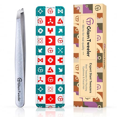 GlamTweeler Slant Tip Tweezers with Leather Case