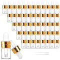 50 Pack 2ml Clear Glass Dropper Bottles with Gold Caps