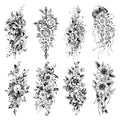 Cerlaza Black Flower Half Sleeve Temporary Tattoos for Women (10 Sheet)