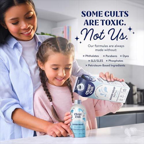 Cleancult - Liquid Hand Soap Refills - Sea Minerals - Gentle On Sensitive Skin - Made with Aloe Vera & Essential Oils - Eco Friendly - Paper-Based Packaging - 32 oz/3 Pack