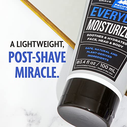 Pacific Shaving Company Everyday Moisturizer - Daily Post-Shave Moisturizer Cream for Men & Women - Hydrating Face Cream with Shea Butter, Jojoba, Avocado, & Argan Oil for Face (3.4 Fl Oz)