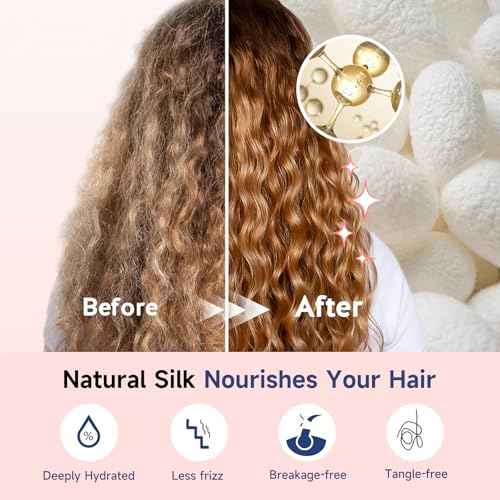 Umisleep Silk Bonnet, Soft Hair Bonnet for Sleeping, Real Mulberry Silk Lining, Bonnets for Women Hair Care, Double Layer Hair Cap with Tie, Large Silk Hair Wrap for Curly Long Hair, Blush Pink