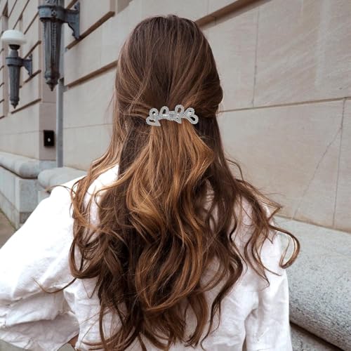 Austrian Crystal Bridal Hair Barrettes, Rhinestones Vintage Hair Clips, Sparkly Glitter Crystal Hairgrip Wedding Hair Headwear Accessories for Women Girls (D)