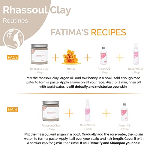 Fatima's Garden Rhassoul Clay - Natural Detox Clay for Skin & Hair, 250g