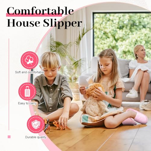 12 Pairs Kids Disposable Slippers for Guests Closed Toe Non Slip Spa Slippers Bulk Soft House Slippers Winter Warm Flip Flops for Boys Girls Travel Hotel Party Indoor Outdoor