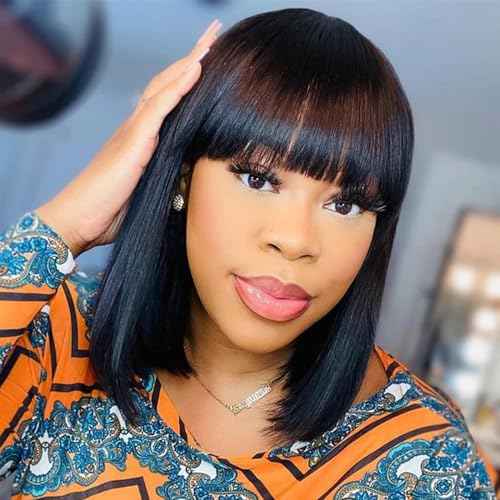 Lusina Short Bob Wig Human Hair Glueless 2x4 HD Lace Colsure Wigs, Ready to Go Wigs For Women Beginner Friendly (Black, 14 Inch)