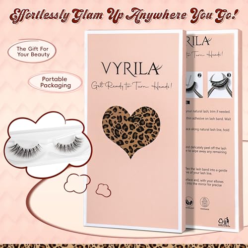 VYRILA Wispy False Eyelashes 14mm with Clear Band - 5 Pack