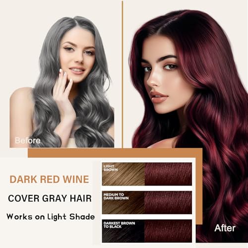 Dark Red Hair Dye Shampoo for Gray Coverage, 16.9 Fl Oz