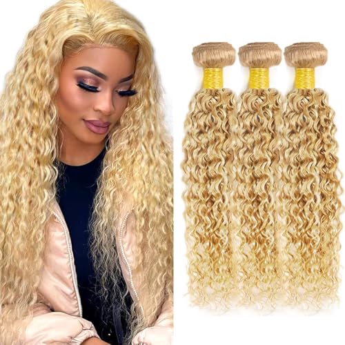 613 Blonde Curly Human Hair Bundles | P27613 30-34 Inch