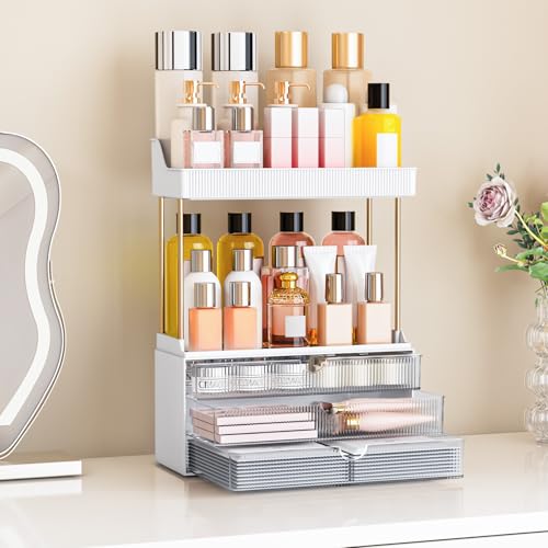 Clear Acrylic Makeup Organizer - 3 Drawer 2-Shelf Storage