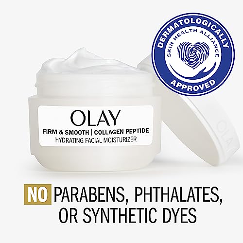 Olay Firm & Smooth Collagen Peptide Face Moisturizer, 2 oz Fragrance Free Firming Face Cream for Hydration and Skin Renewal, Recyclable Eco Jar Packaging