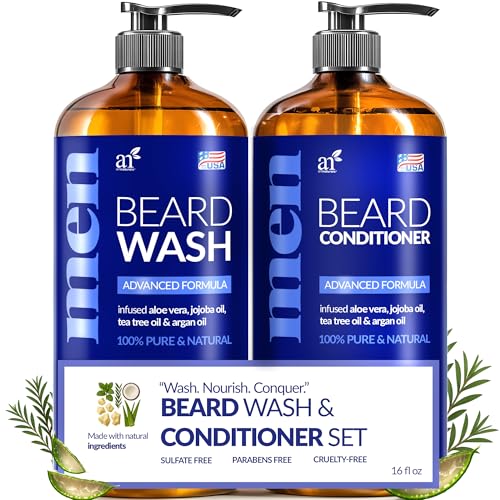 Artnaturals Beard Shampoo and Conditioner Set - Softens, Strengthens and Smooths Mustache and Beard Hair - All Skin and Hair Types