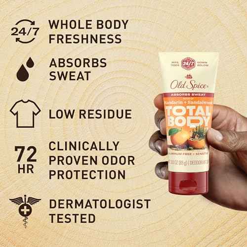 Old Spice Whole Body Deodorant Cream for Men, Aluminum Free, Mandarin + Sandalwood Scent, 24/7 Odor Protection, 24/7 Freshness, Dermatologist Tested, Gentle on Skin, Safe to Use All Over, 3.0 oz