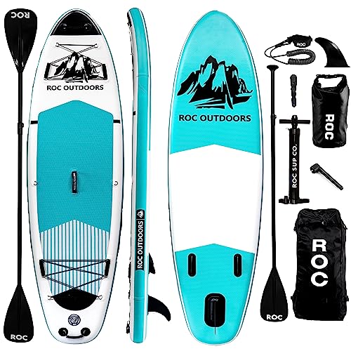 Roc Inflatable Stand Up Paddle Boards 10 ft 6 in with Premium SUP Paddle Board Accessories, Wide Stable Design, Non-Slip Comfort Deck for Youth & Adults (Teal)