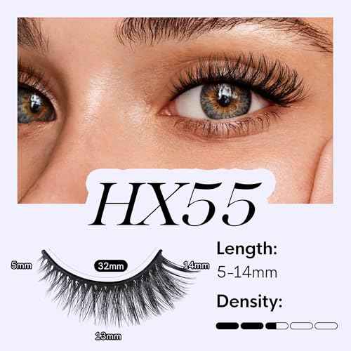 BEYELIAN Self Adhesive Eyelashes Natural Pre-glued Lashes No Glue Needed Lashes Cat Eye Lashes False Eyelashes Reusable Self Adhesive Lashes 5 Pairs (HX55)