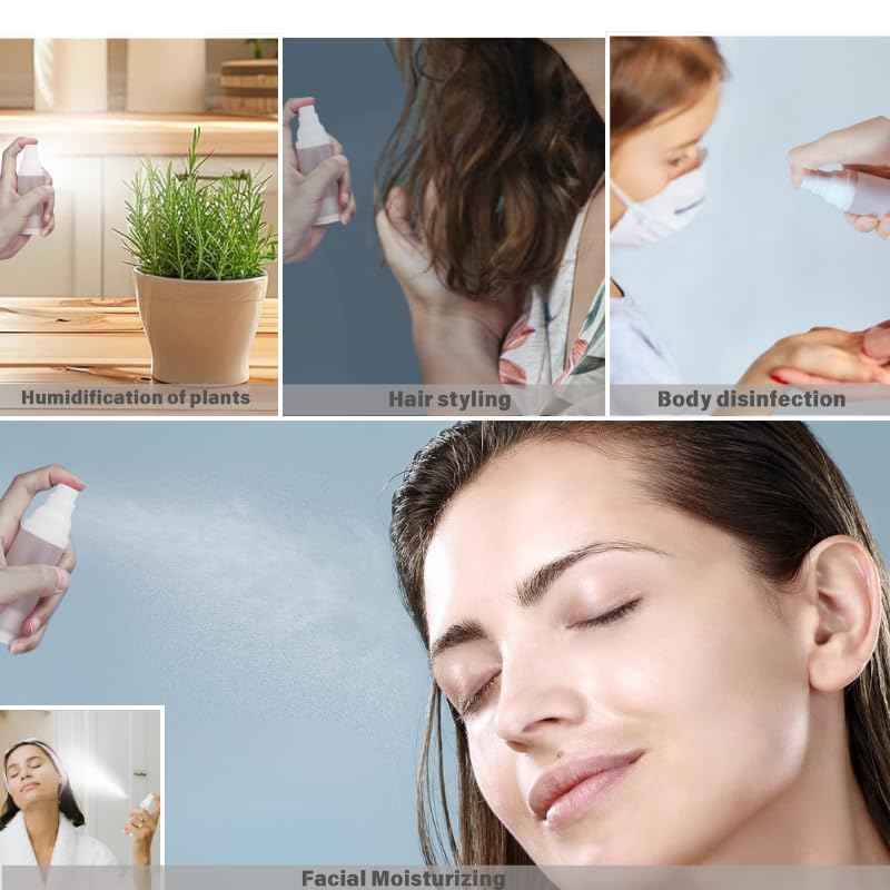 FaceBucks 1oz/30ml-Small Spray Bottle 360° Angle Work, Portable Refillable Leak Proof Travel Mini Spray Bottle.For Perfume Toner Hair spray Facial Moisturizing 【1oz/30ml-(Pack of 4) & Spary Bottle】