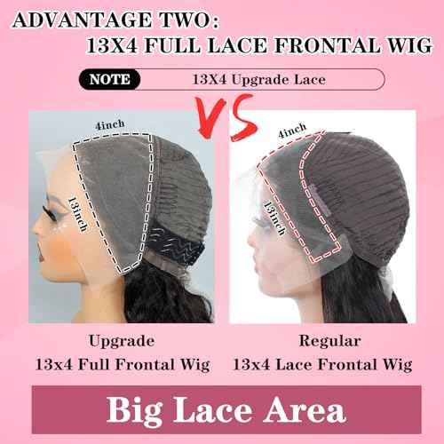 250% Density HD Full Lace Front Wigs Human Hair Loose Wave 100% Real Human Hair 15A Full 13x4 Large Lace Space Loose Deep Wave Wig, No Synthetic Blend Tangle Free Shedding Free Triple Lifespan 3X