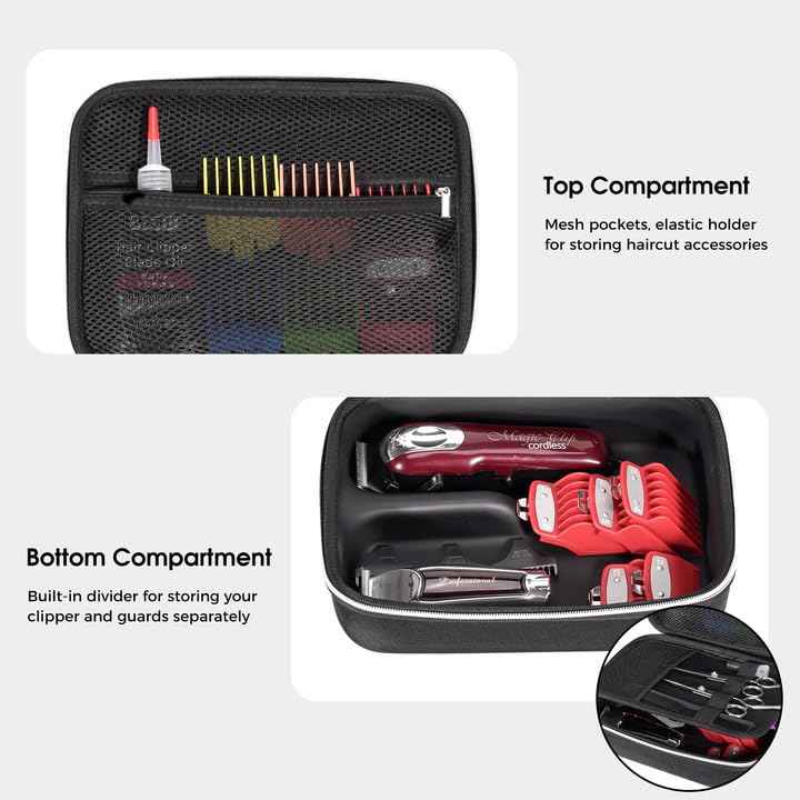 ProCase Barber Case with Washable Oilproof Inner Casing, Hard Travel Carrying Bag for Hair Clippers, Hair Cutting Supplies Holder, Trimmer Organizer Storage for Men Razor Guard Grooming Kits -Black